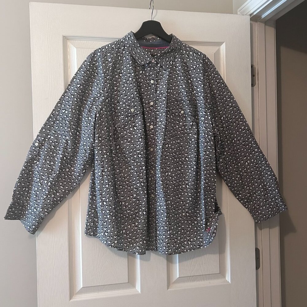 Talbots Perfect Shirt All Over Heart Print Long Sleeve Button Up Plus Size 22W - Picture 12 of 14